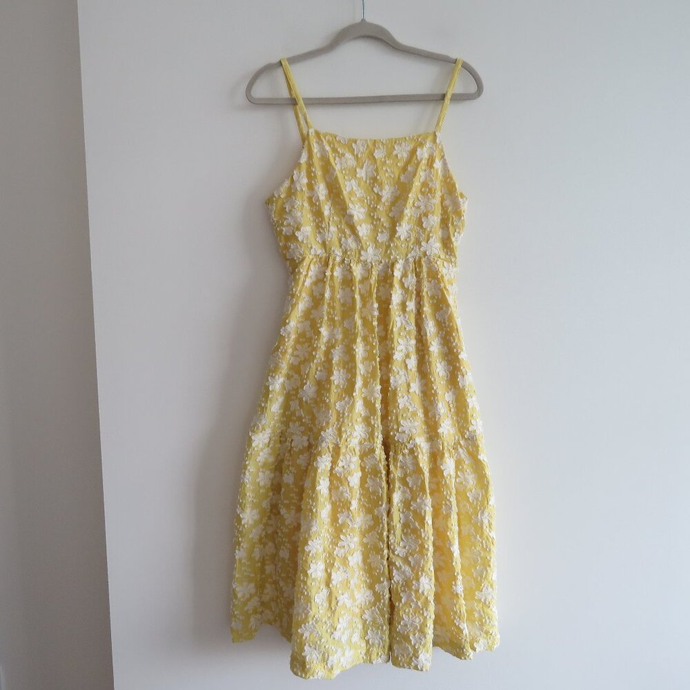 ANTHROPOLOGIE MAEVE Rhonda Textured Midi Dress in Yellow Floral Boho Size US 6 - Picture 2 of 15